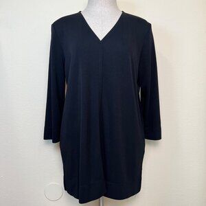 JOSEPHINE CHAUS Black V-Neck 3/4 Sleeve Tunic Top Size Small